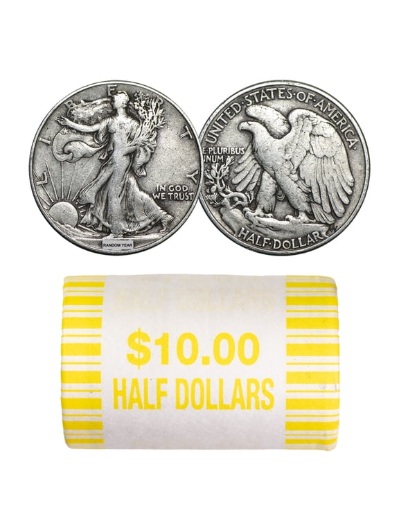 90% Silver Walking Liberty Halves - $10 20-Coin Roll Avg Circ