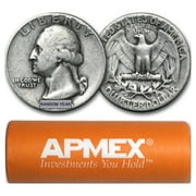 90% Silver Washington Quarters 40-Coin Roll Avg Circ