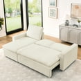 thumbnail image 1 of 90" Sleeper With Chaise And Washable Beige Corduroy Fabric Cover 51" Wide Convertible Couch Hidden Storage Covers, 1 of 5