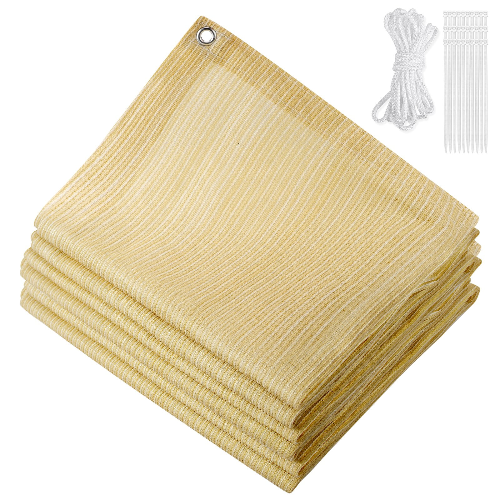 90% Sun Shade Cloth 10FTx12FT Beige Pergola Shade Cover – Sunshade for Gardens, Patio, Balcony, High Density Polyethylene