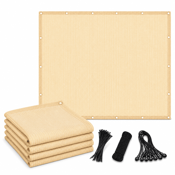 chaowish 8 x 25 ft Beige Shade Cloth 90% UV Block HDPE Sun Shade Fabric with Brass Grommets for Patio Pergola Garden