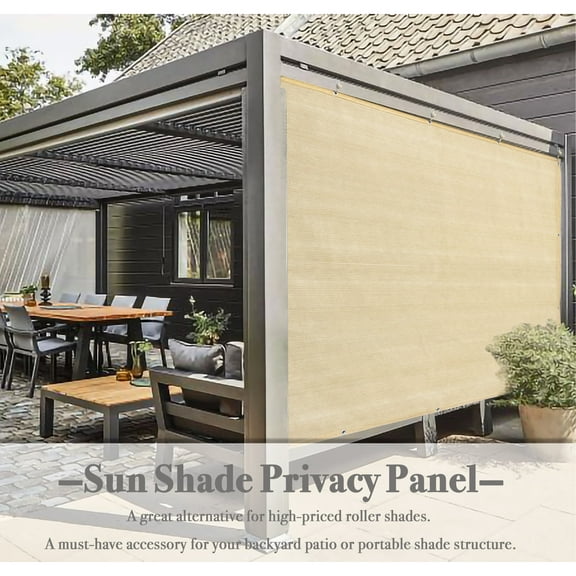 90% UV Block HDPE Sun Shade Privacy Panel with Grommets on 4 Sides for Patio/Awning/Window or Pergola  12' x 6' Beige
