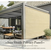 90% UV Block Sun Shade Privacy Panel with Grommets on 4 Sides for Patio, Awning, Window, Pergola or Gazebo Beige 10' x 7'