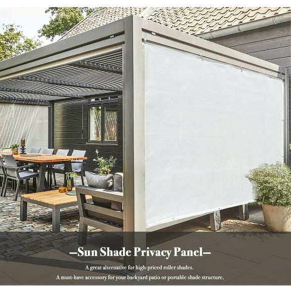 90% UV Block Sun Shade Privacy Panel with Grommets on 4 Sides for Patio, Awning, Window, Pergola or Gazebo White 8' x 8'