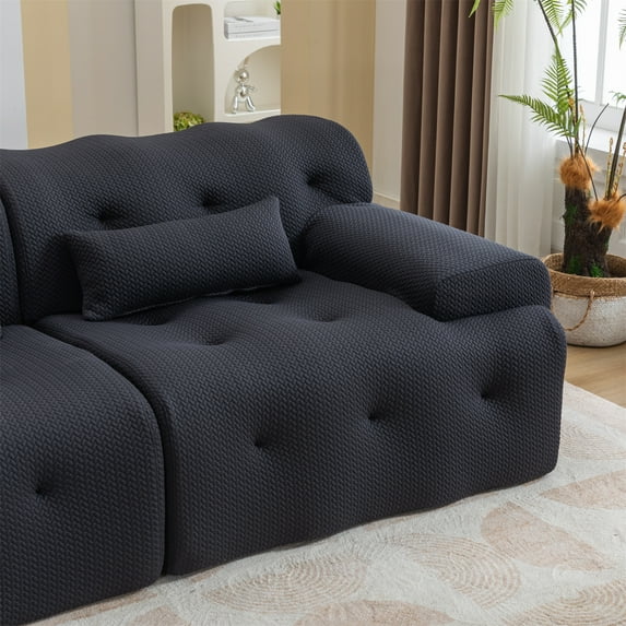 90" W 2 Seater Sofa Couch, Foam Comfy Deep Upholstered Couch Armchair with Toss Pillow for Living Room Bedroom Office Apartment