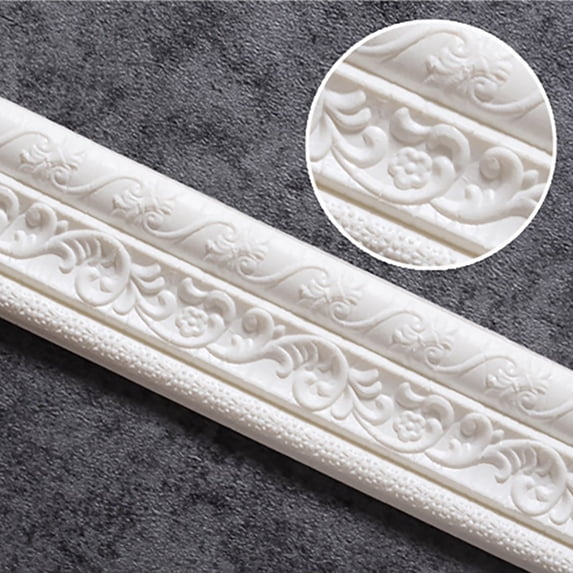 90"X 3" Stick On Molding,Self Adhesive Flexible Foam Molding Trim, 3D Sticky Decorative Wall Lines Wallpaper Border for Home, Office, Hotel Diy Decoration
