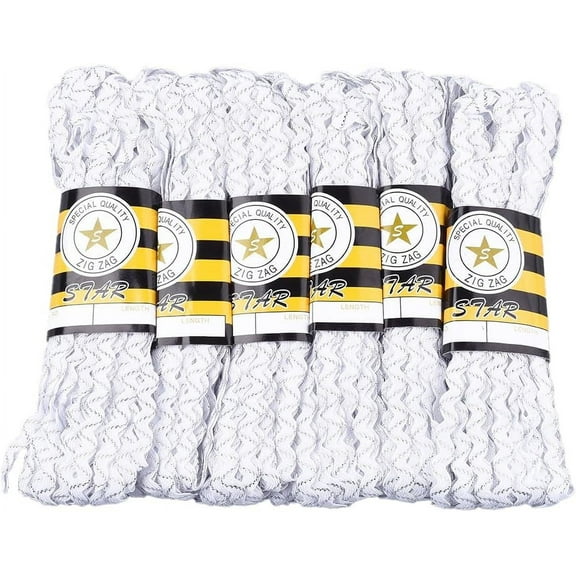 90 Yards 0.3 Inch Metallic Rick Rack Trim White Silver Wavy Bending Ribbon Woven Fabric Webbing Edge Lace Fringe Polyester RIC Rac Ribbon for Sewing Making Crafts Wedding Christmas