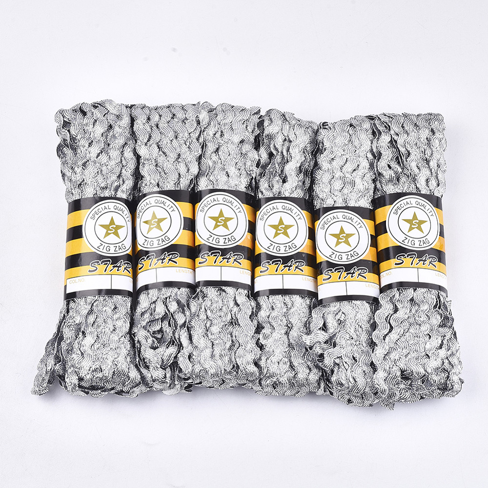 Rick Ribborn 90 Yards 0.3 inch Grey RIC Rac Trim Ribbon Lace Trim Ribbon Sparkle ...
