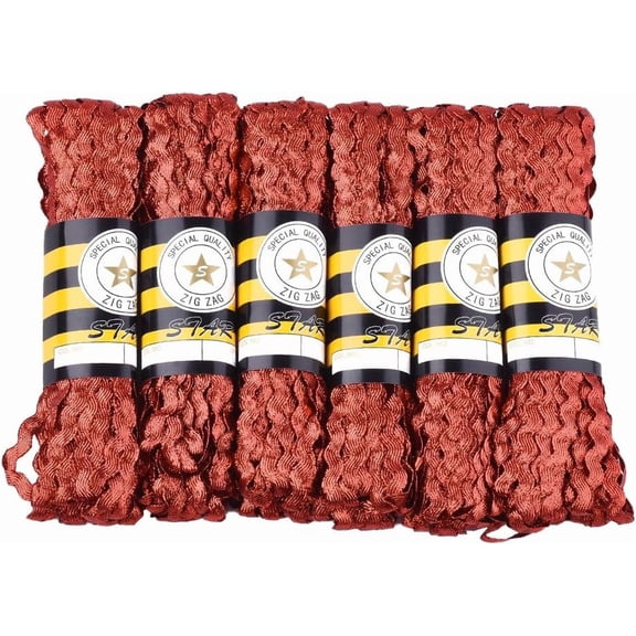 90 Yards 0.3 inch Red RIC Rac Ribbon Bulk Christmas Braid Trim Ribbon Sparkle Embroidery Metallic Wave Bending Fringe Fabric Lace Ribbons