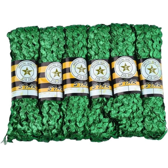 90 Yards 0.31 Inch Metallic Rick Rack Trim Green Wavy Bending Ribbon Woven Fabric Webbing Edge Lace Fringe Polyester Ric Rac Trim for Sewing Making Crafts Wedding Dress Diy Christmas
