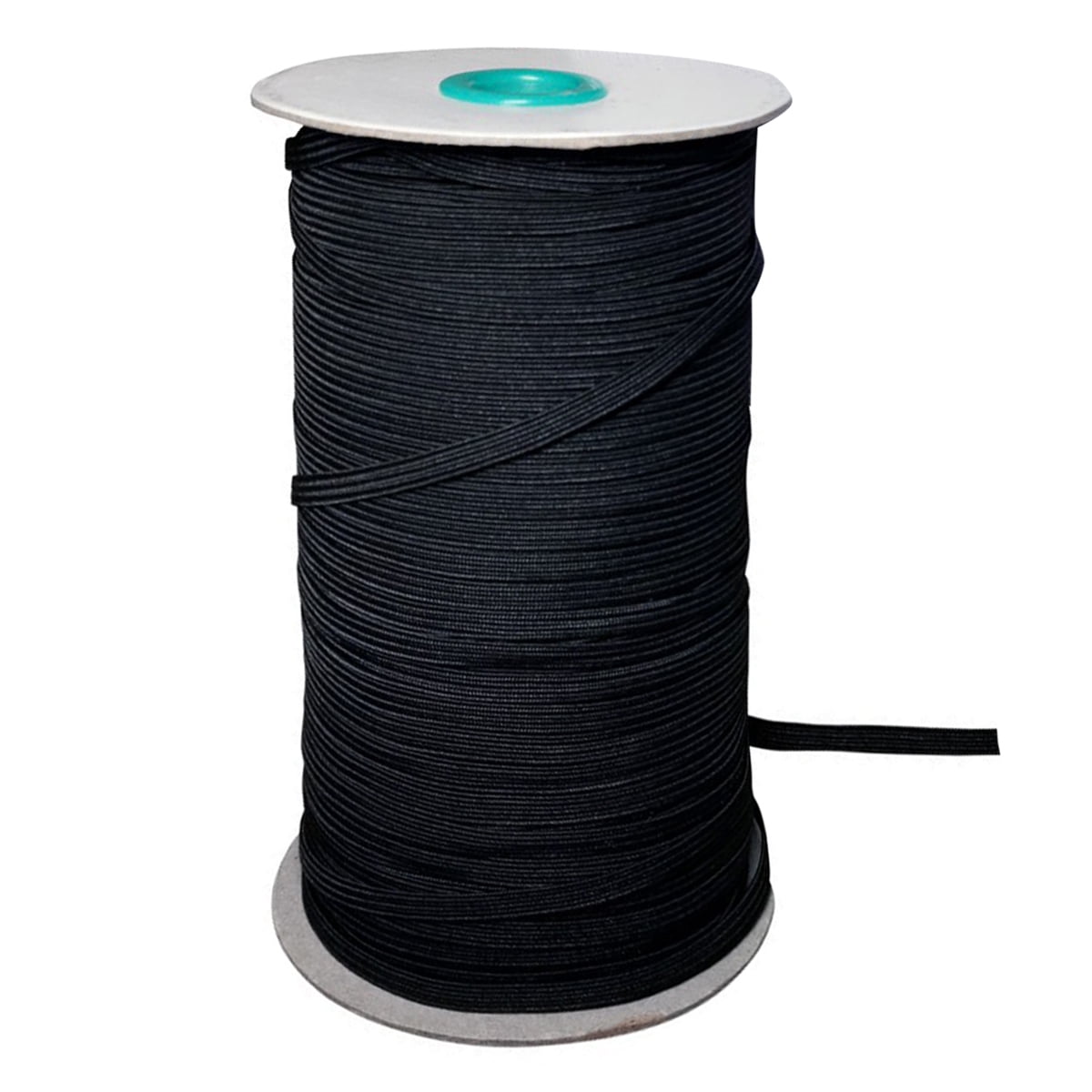1/8 Inch Flat Braided Elastic Cord - 3mm Black, 200 Yards Roll, For Sewing, Craft, Garment Making