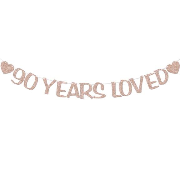 90 Years Loved Banner, 90th Birthday Decorations for Women, 90 Year Old Party Decor, Happy 90th Birthday Banner, PRE STRUNG