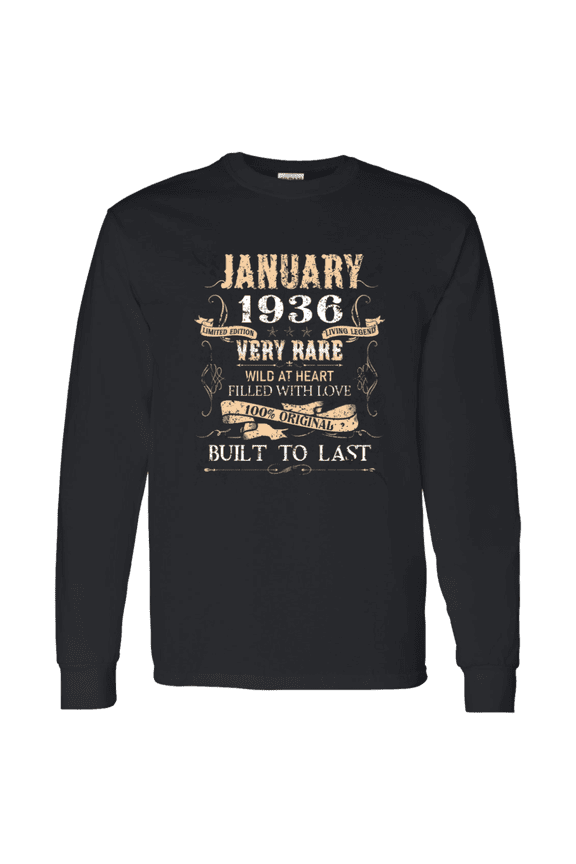 90 Years Old 90Th Birthday Vintage January 1936 Long Sleeve Shirt