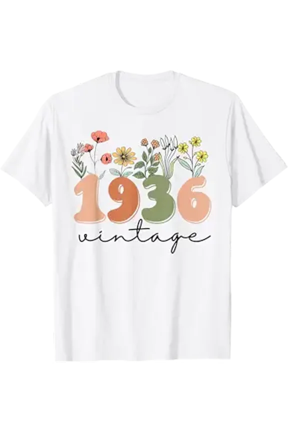 90 Years Old Vintage 1936 90th Birthday Tee Wildflower Women T-Shirt