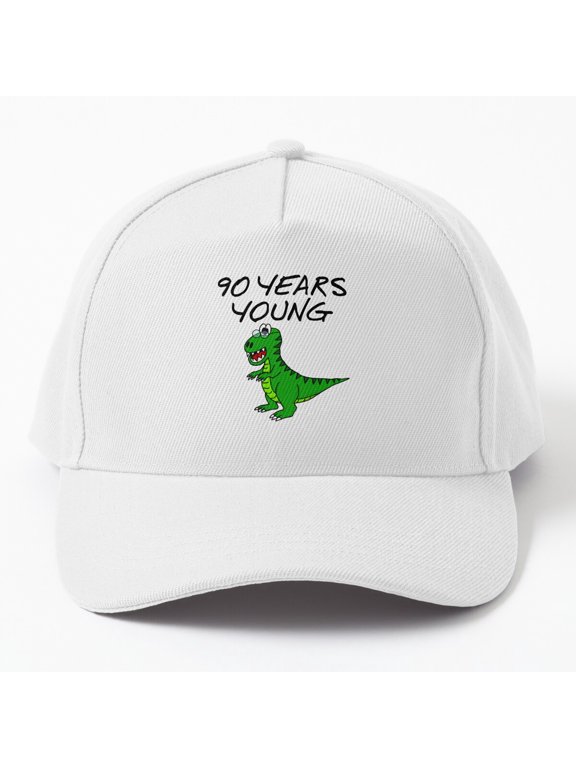 90 Years T-Rex Dinosaur Baseball Hat, Ninetieth Birthday Dino Milestone, Classic Celebration Cap