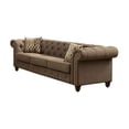 thumbnail image 1 of 90 in. Brown Linen & Black Sofa with Two Toss Pillows, 1 of 1
