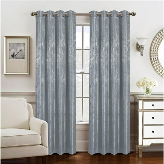 90 in. Roxy Two Tone Jacquard Grommet Panel, Charcoal