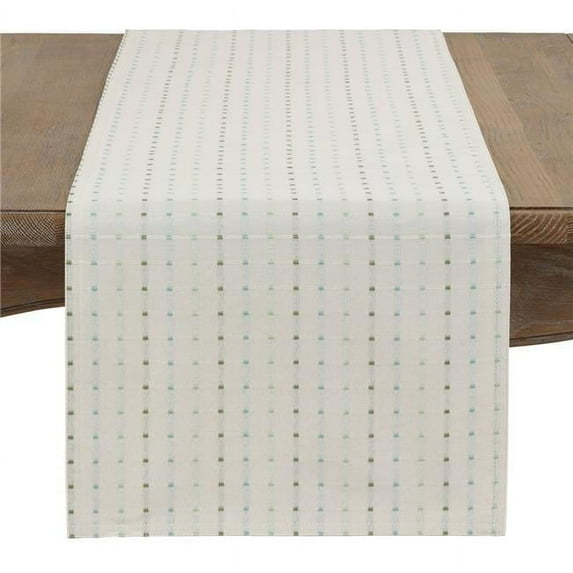 90 in. Square Stitched Line Table Runner, White