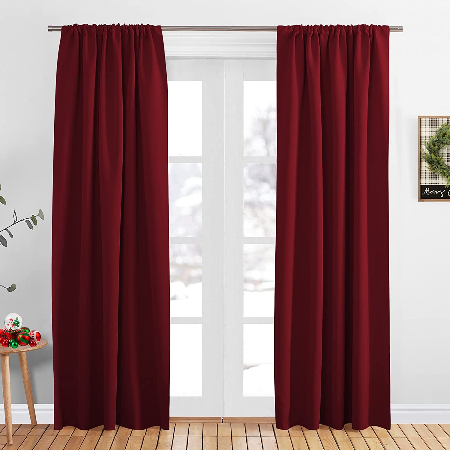 90 inch Length Curtains 42W x 90L Red Window Curtain Draperies Room