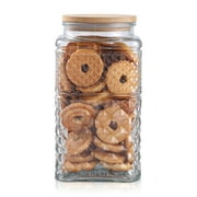 90 oz | 0.7 Gallon Large Cookie Jar, Glass Jar with Airtight Lid, Decorative Kitchen Canister with Bamboo Lids, Candy Jar | Glass Storage Air tight Glass 2600ml