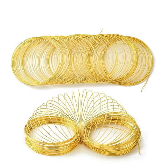 90 pc Steel Memory Wire Round for Wrap Bracelets Making Real 18K Gold Plated 22 Gauge 0.6mm 60mm inner diameter