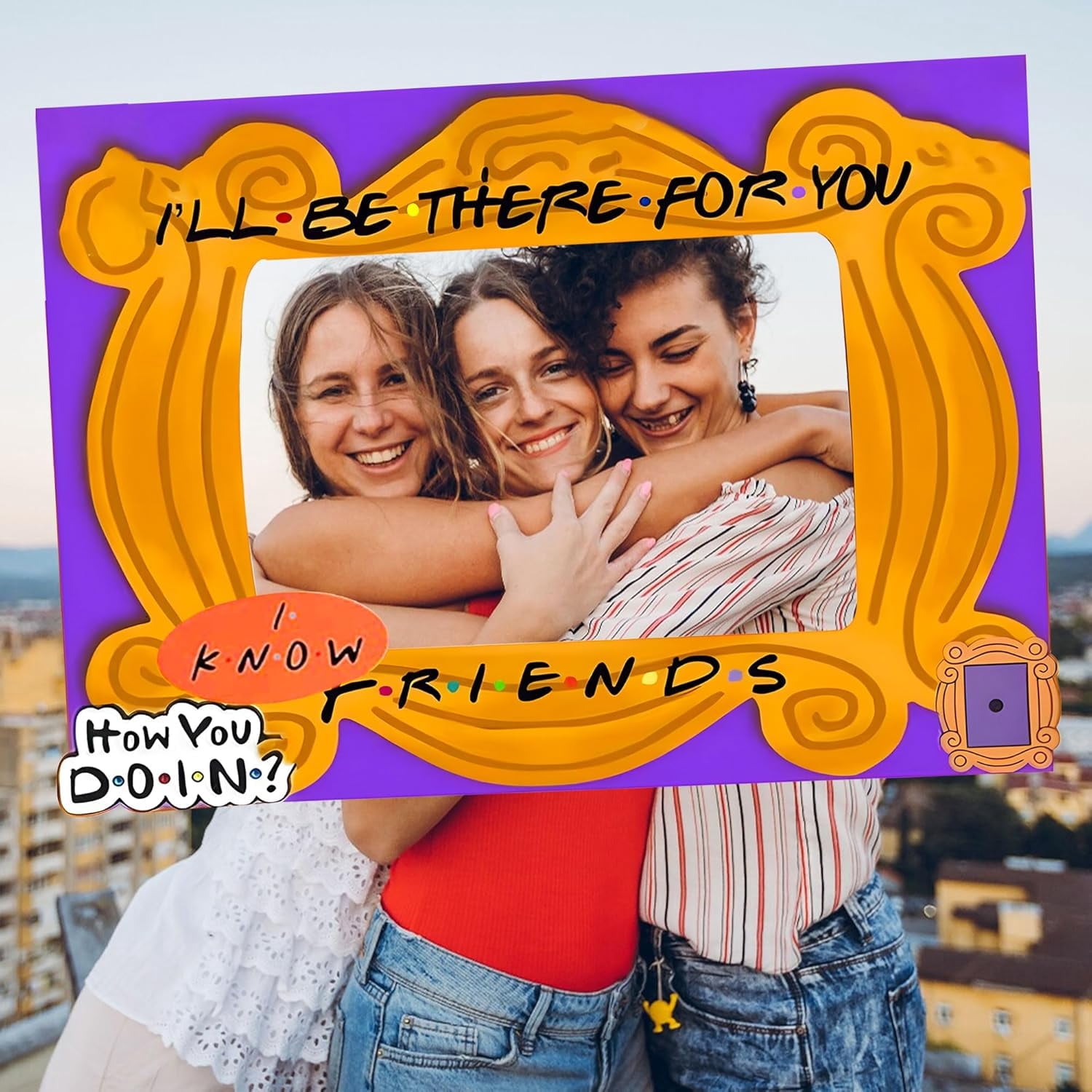 90's Cafe Photo Frame - Purple Gold Polka Dot Party Backdrop Friendship ...