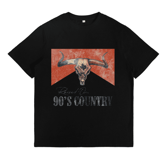 90’s Country Retro Graphic Tee – Women’s Bull Skull Nostalgic Casual Shirt