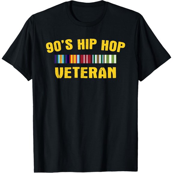 90's Hip Hop Veteran Colorful Vintage Retro T-Shirt men and women can wear, black, white, gifts