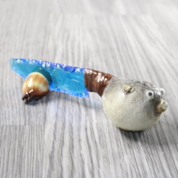Parrot Puffer Fish Handle Glass Blade Ornamental Knife #335d    Mountain Man Knife