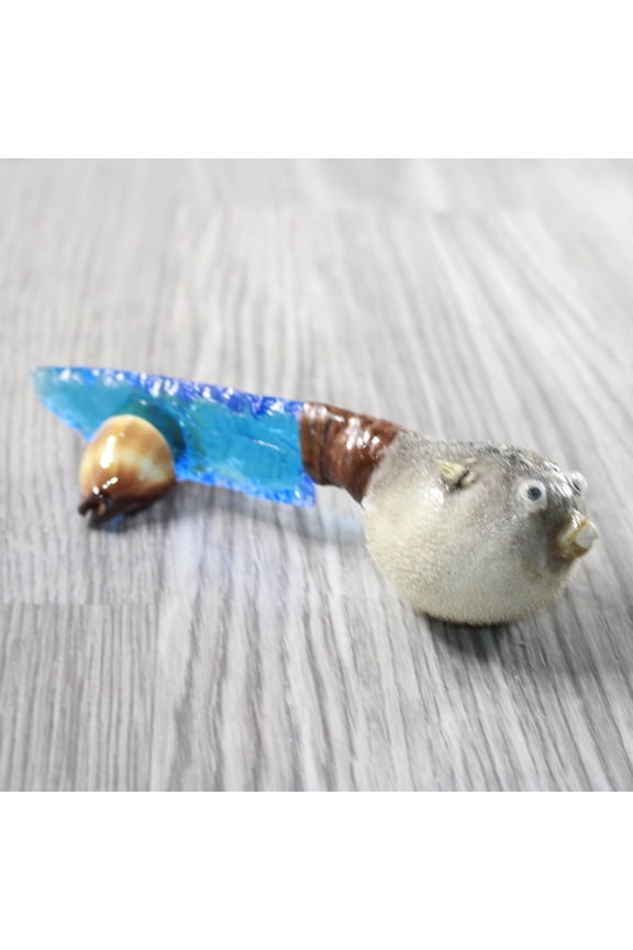 Parrot Puffer Fish Handle Glass Blade Ornamental Knife #335d Mountain Man Knife
