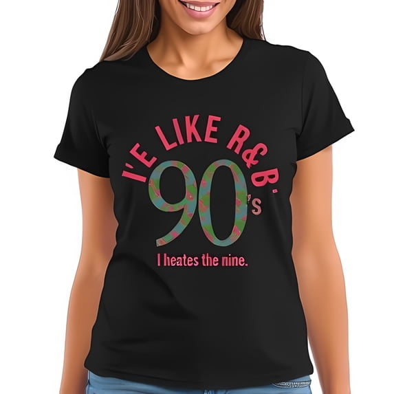 90's R&B Graphic Cotton Short Sleeve T-Shirt - Playful Patterned Design with Fun Tagline " I've Like R&B "