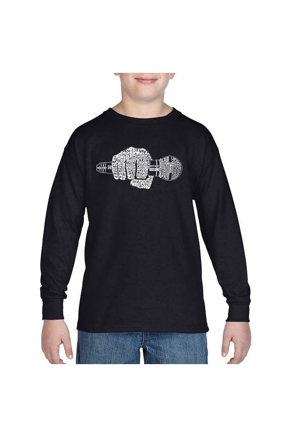 90's Rappers - Boy's Word Art Long Sleeve T-Shirt