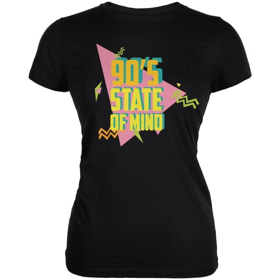 90's State of Mind Black Juniors Soft T-Shirt - 2X-Large
