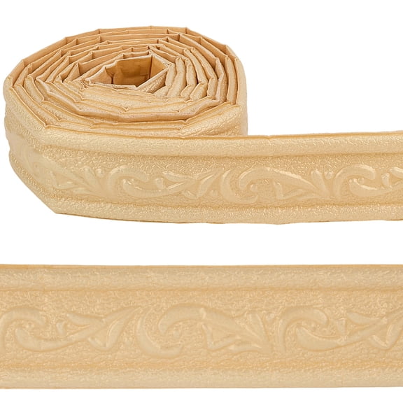 90 x 1.8 Inch Peel Stick Foam Molding Trim Champagne Yellow 3D Vine Self Adhesive PVC Waterproof Lines Skirting Border Edging Wallpaper for Living Room Home Office Hotel Mirror DIY Decor DIY