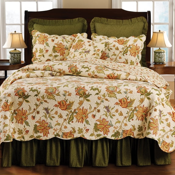 Agnes Floral Botanical Jacobean King Quilt Bedspread