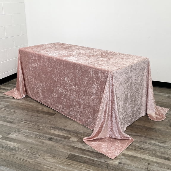 90 x 132 Inch Rect. Crushed Velvet Tablecloth Blush