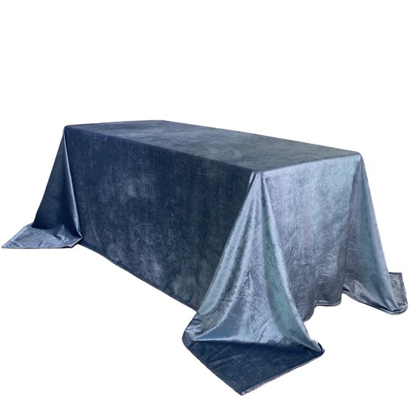 Your Chair Covers - 90 x 132 Inch Rectangular Velvet Tablecloth Dusty Blue