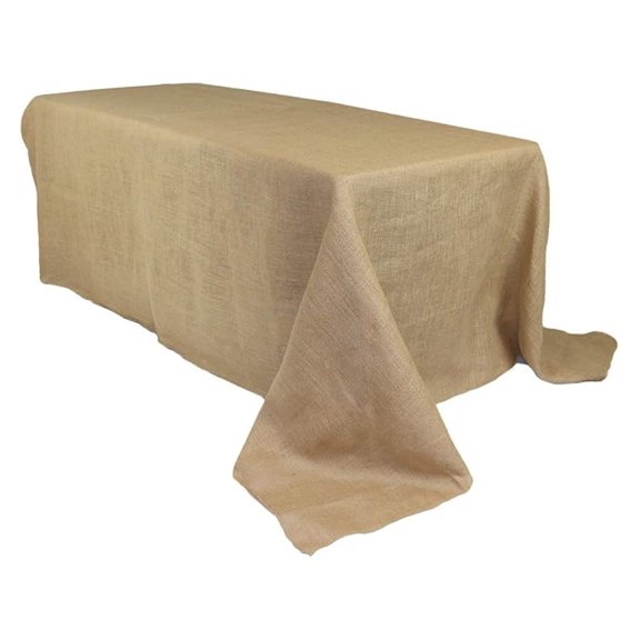 - 90 x 132 Inch Rectangular Rustic Jute Natural Burlap Tablecloth for Wedding Party Kitchen Home Dining Table Cloth