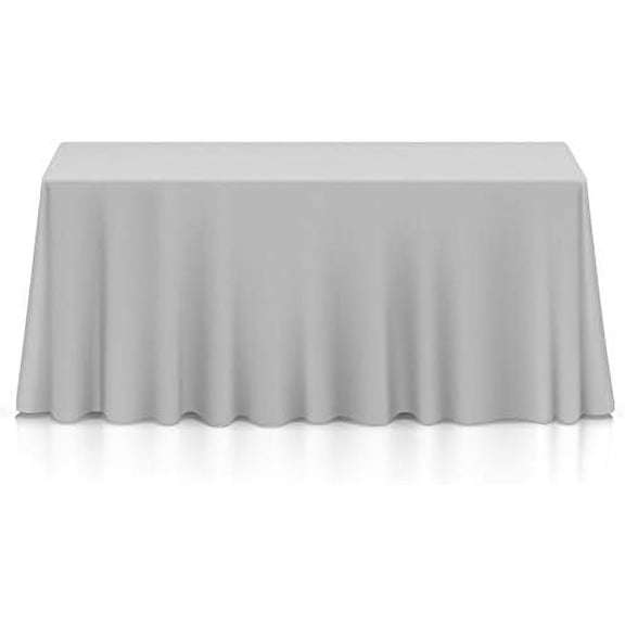 90 x 132 Inch Rectangular Tablecloth, Washable Polyester Fabric Table Cloth for Dining Tables, Restaurants, Weddings - Silver Gray