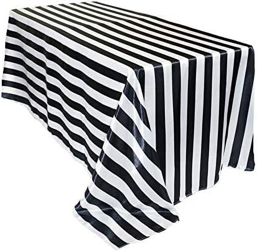 90 x 132 inch Rectangular Tablecloth Black/White Striped, Rectangle