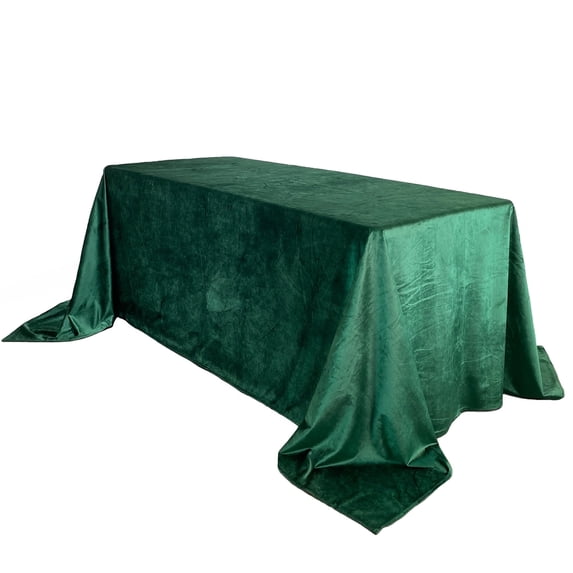 Your Chair Covers - 90 x 156 Inch Rectangular Velvet Tablecloth Emerald Green