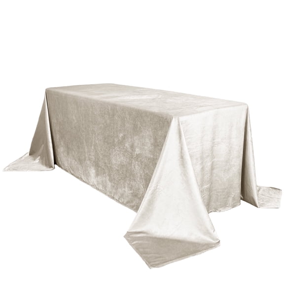 Your Chair Covers - 90 x 156 Inch Rectangular Velvet Tablecloth Ivory