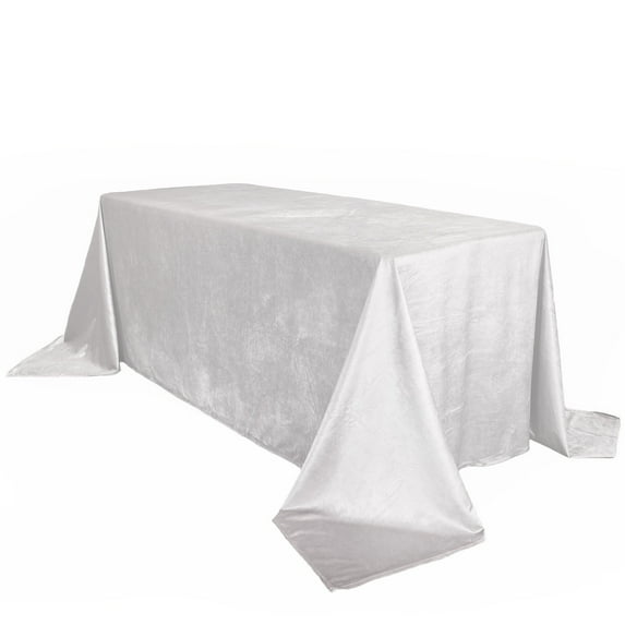 Your Chair Covers - 90 x 156 Inch Rectangular Velvet Tablecloth White
