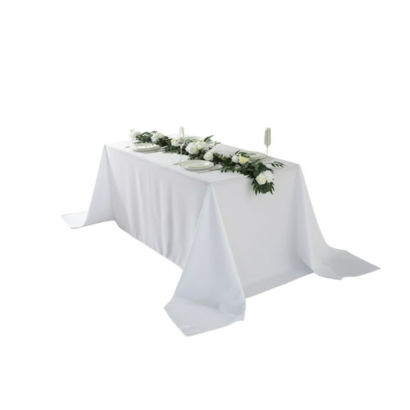 90"x 156" Rectangle Polyester Tablecloth White- 1pc. for Home décor, Weddings, Party events, or Restaurants.