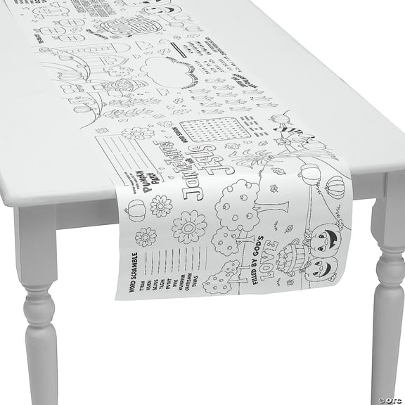 90" x 17" Religious Color Your Own Fall Activity Disposable Paper Table Runner