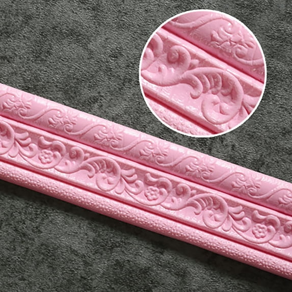 90"x 3.1" Self Adhesive Flexible Foam Molding Trim, 3D Sticky Decorative Wall Lines Wallpaper Border for Home, Office, Hotel DIY Decoration, pink