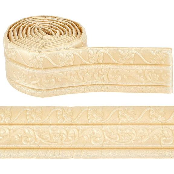 90 x 3.15 Inch Crown Molding Peel and Stick Wall Moulding PVC Foam Crown Ceiling Mirror Frame Border Self-Adhesive Flexible Paneling Strip Sticker for Wallborder Wall Line Corner Gold