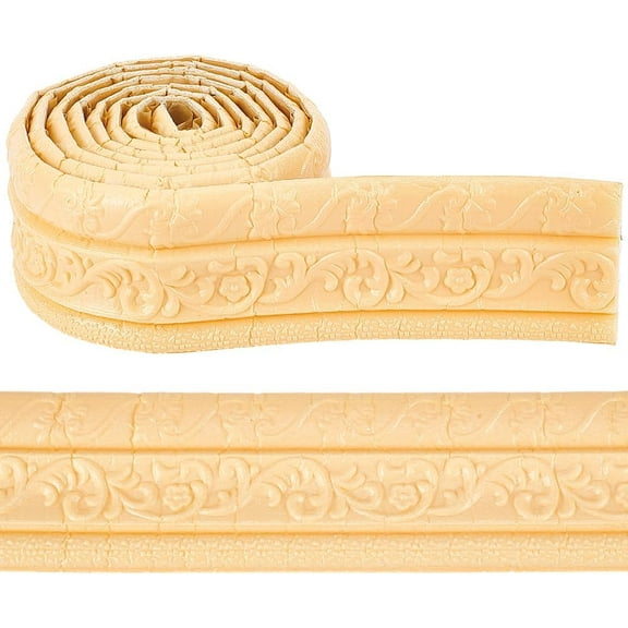 90 x 3.15 Inch Flexible Molding Trim Self Adhesive Wood Mirror Foam Frame Border 3D Sticky Decorative Peel and Stick Ceiling Wallpaper Cabinet Border Sticker for Wall Line Corner Sandy Brown