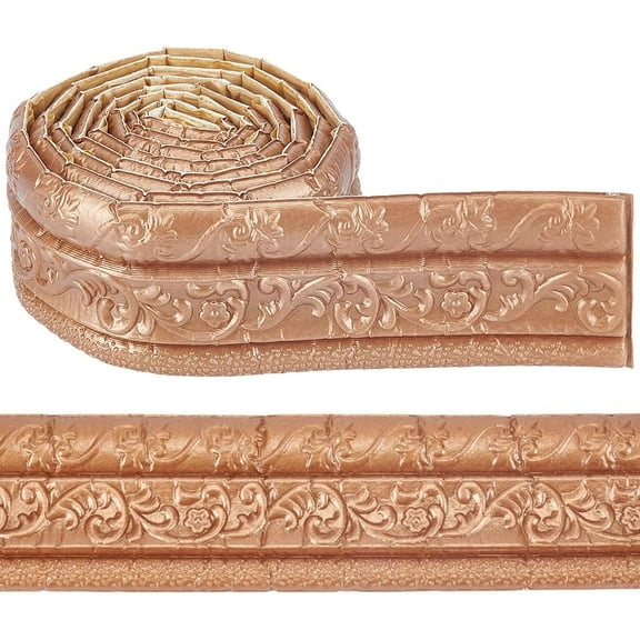 90 x 3.15 Inch Wall Edging Molding Wallpaper Border Peel and Stick Self Adhesive Crown Foam Trim 3D Sticky Decorative Wall Edging Foam Baseboard Mirror Border Wall Line Hotel Corner DIY Decor