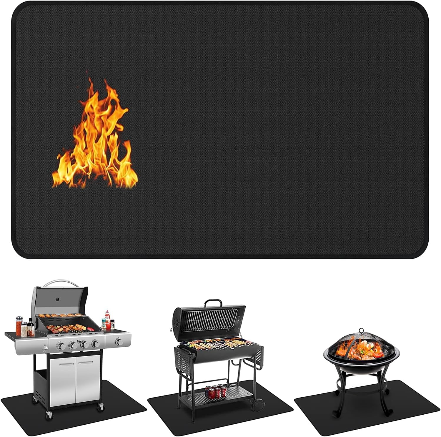 90 x 48 inch Under Grill Mats for Outdoor Grill, Double-Sided Fireproof ...